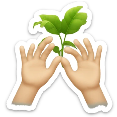 Two hands with a plant sticker