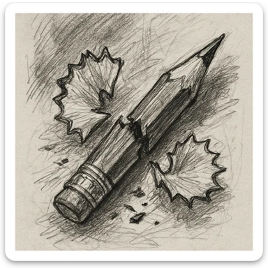 a broken pencil with shavings, pencil sketch style sticker