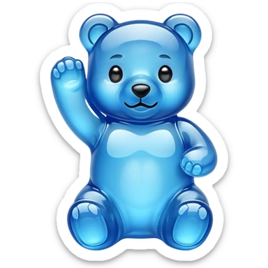 Cute blue, gummy bear sticker
