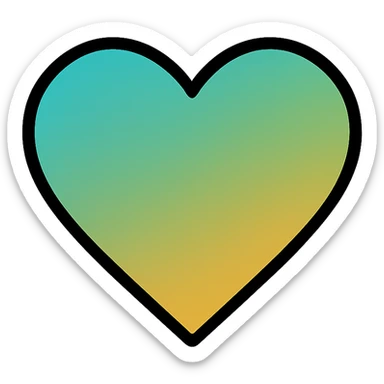 gradient heart icon with clean lines, modern icon style, teal and gold gradient, no text sticker
