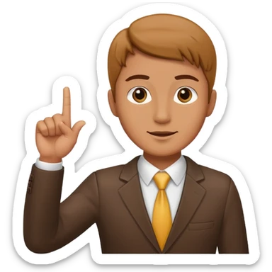 business client raising his hand with one finger only to say that he wants to make a request sticker