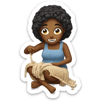Woman crocheting sticker