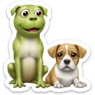 frog and a dog mixed sticker