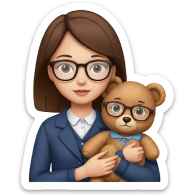  girl with single teddy bear she is wearing glasses bear without glasses  sticker