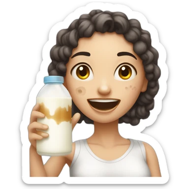 heck yeah, it works xd --- woman with many large milk stains sticker