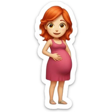 A girl with red hair in the shape of a pregnant woman sticker