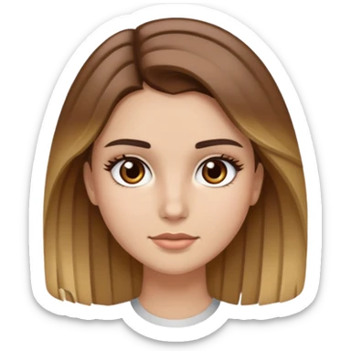 Girl with brown hair and blonde highlights, dark brows, and brown eyes sticker