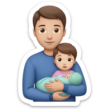 dad with short brown hair and fair skin with baby girl sticker