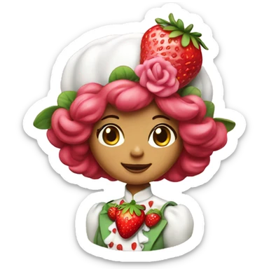 Strawberry shortcake with pink rose on top sticker