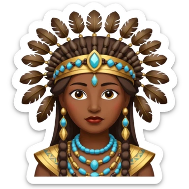 A strong female chief with decorated beads, confident posture, and protective aura.
 sticker