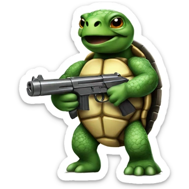 Turtle with gun sticker