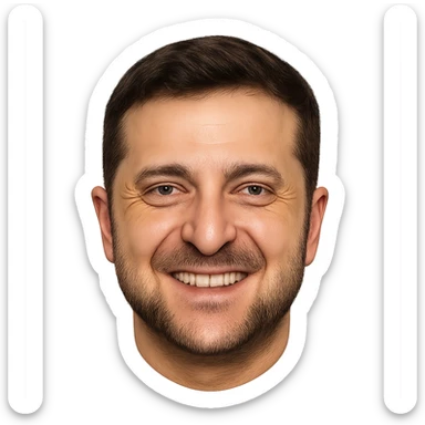 photorealistic emoji style portrait of Vladimir Zelensky smiling, no background sticker
