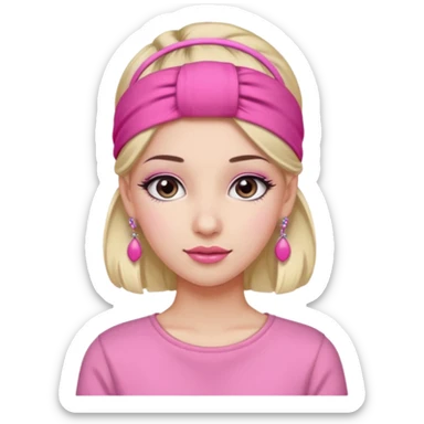 Fashion girl with pink headband and earrings sticker