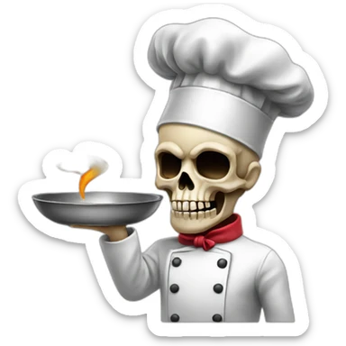 Skull chef blowing kiss sticker