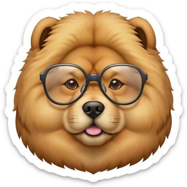 Chow chow dog with glasses sticker
