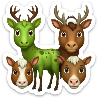 Deer horse bullfrog goat together image sticker