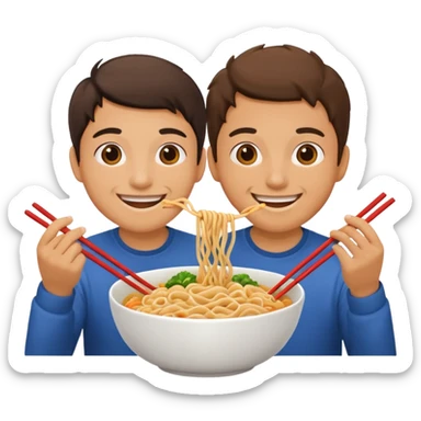 Two friends eating noodles sticker