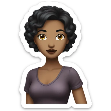 Black hair cute drama queen. sticker