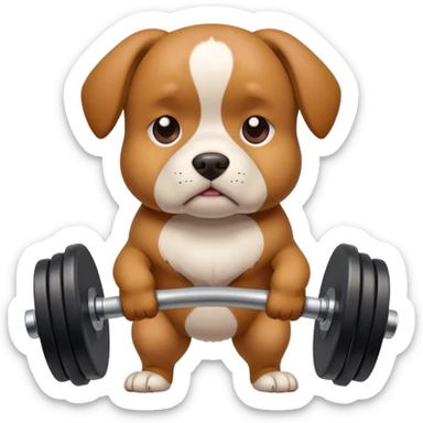 Sad dog holding a dumb bell sticker