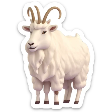 realistic 3D mountain goat with textured fur sticker