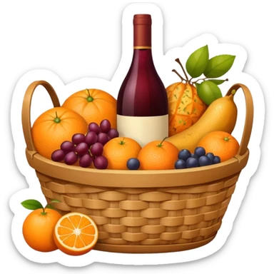 Orange basket with both food, drink and fruits sticker