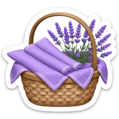 Basket of linens and lavender sticker