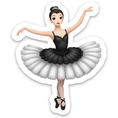 Black swan ballerina emoji from a far to see the whole body dancing with ballerina shoes sticker