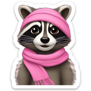  raccoon with a pink scarf sticker