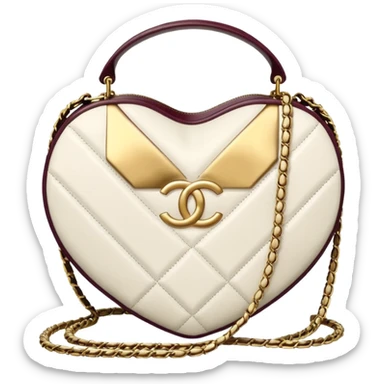 chanel heart shape bag white color bag sticker