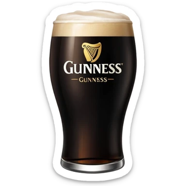 Pint of guiness with the glass only full to the g in the guiness logo on glass sticker