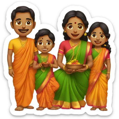 Ugadi family with twin boys sticker