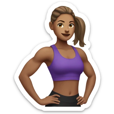 What girl with brown ponytail in purple top training at the gym  sticker