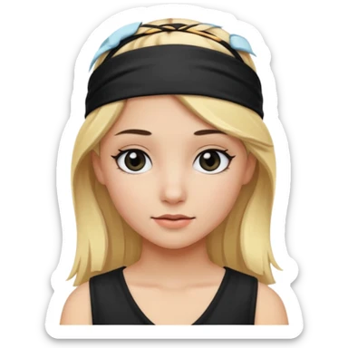 blonde girl black eyes with black headband sticker