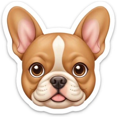 cute tan french bulldog face with big eyes and flat nose sticker