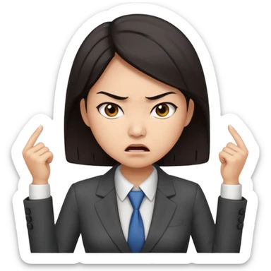 mad asian women office worker sticker