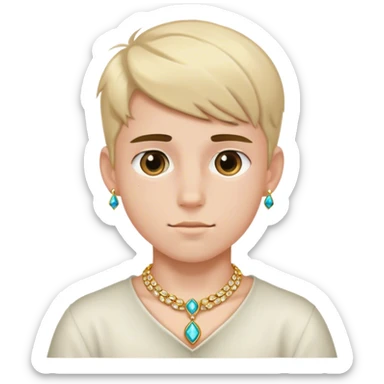 jewelry adorned boy portrait sticker