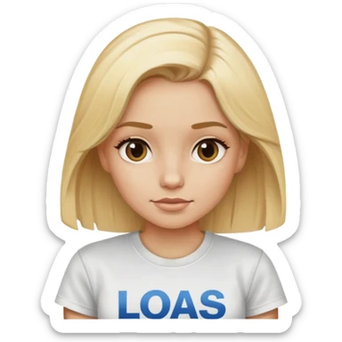 A blonde girl with los angeles t shirt sticker