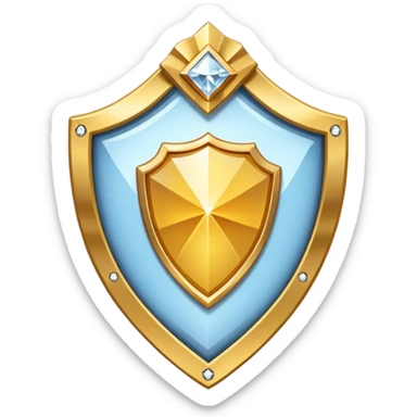 VIP badge shaped like a shield with a big diamond in the center sticker