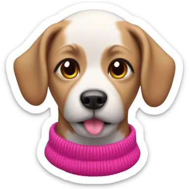 Dog wearing a pink Christmas sweater  sticker