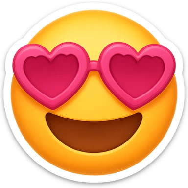 face with pink heart glasses emoji, digital illustration sticker