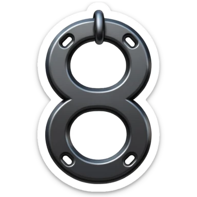 Emoji, gothic chain link shaped as number 8, forged from matte black steel, industrial form, subtle metal texture, no glow, no neon, flat emoji design, centered, transparent background sticker