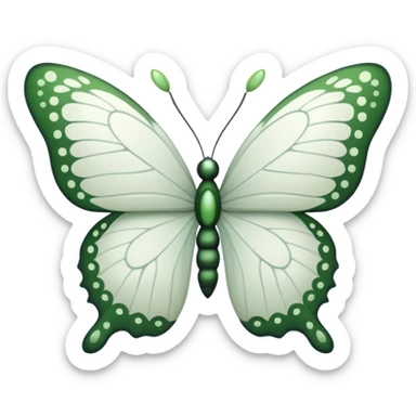 White butterfly with small green accents  sticker