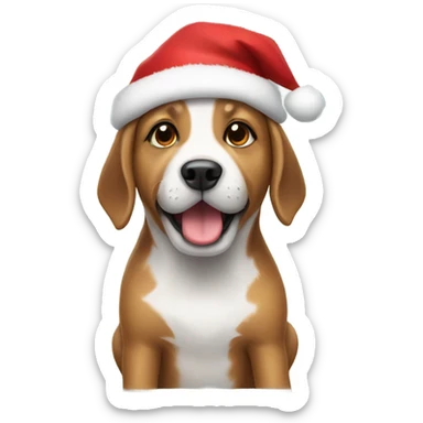 Dog wearing a christmas hat sticker