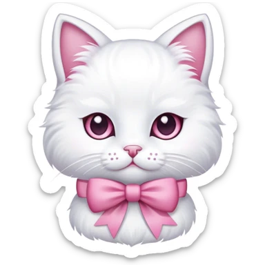 White cat with pink bow  sticker