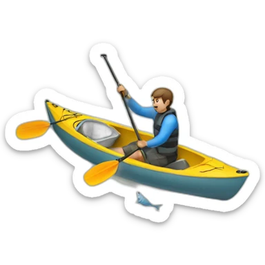 Man getting lure out of fish with a kayak paddle sticker