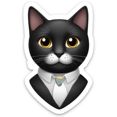 black cat with white whiskers and white triangle on chest  sticker