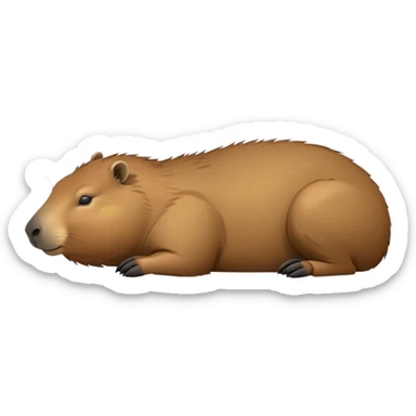 cinematic-Sleeping capybara-realistic-full-body-on-standing-emoji,-plump-and-relaxed-body-soaking-in-the-warm-sun,-short-brown-fur-slightly-ruffled,-head-tilted-dramatically,-calm-expressive-eyes-exuding-serene-wisdom,-simplified-yet-realistic sticker