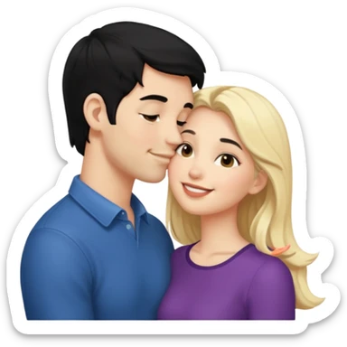 couple kissing black hair man blonde woman sticker