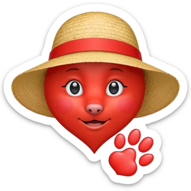 heart with a paw print and a sun hat sticker