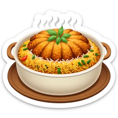 Emoji with biryani in a plate sticker